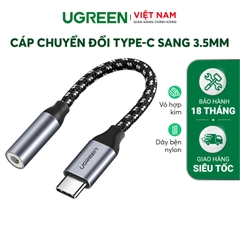 UGREEN Type C to 3.5mm Jack Adapter Cable Aluminum Case+Braid