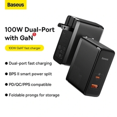 Củ Sạc Baseus 100W GaN5 Pro Fast Charger C+U Kèm Cáp C to C