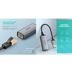 UGREEN USB to RJ45 Ethernet Adapter Aluminum Case CM209 50922