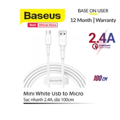 Cáp sạc nhanh, siêu bền Baseus Mini White