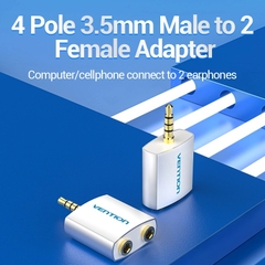 Bộ chuyển đổi 4 Pole 3.5mm to 2*3.5mm Vention BDAW0/BDBW0 (Male to Female)