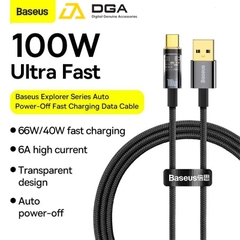 Cáp tự ngắt 100W Baseus USB to Type C 100W Explorer Series Auto Power-Off Fast Charging Data Cable