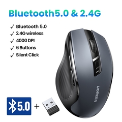 Chuột không dây UGREEN Ergonomic Wireless Bluetooth Mouse 2.4G 4000DPI Silence Design MU006