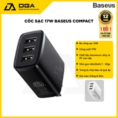 Cóc Sạc 17W Đa Năng 3 Cổng Sạc Baseus Compact Charger