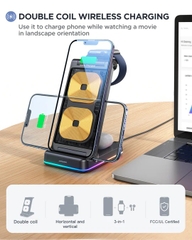 Đế sạc không dây Joyroom JR-WQN01 3 in 1 Magnetic Charging Station for phone for watch for earphone
