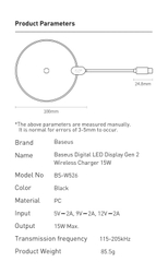 Đế Sạc Nhanh Không Dây Baseus Digital LED Display Gen 2 Wireless Charger 15W