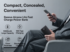 Pin Sạc Dự Phòng Baseus Airpow Lite Power Bank 10000mAh 15W (With Simple Series Data Cable USB to Type-C 30cm)