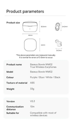 Tai Nghe Không Dây Bluetooth Baseus Bowie WM02 True Wireless Earphones