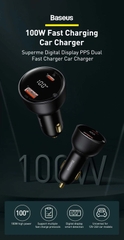 Tẩu sạc công suất cao 100W Superme Digital Display PPS Dual Quick Charger Car Charger