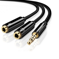 3.5mm Male to 2 Female Audio Cable Aluminum Case