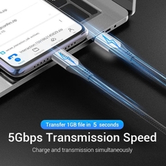 Cáp Sạc Nhanh Vention USB 3.1 C to C TAAHF (3A/60W, 4K, Cotton Braided)