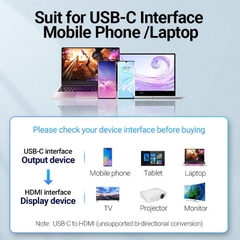 Bộ chuyển đổi Type C to HDMI Vention TDCBB (Round Cable)