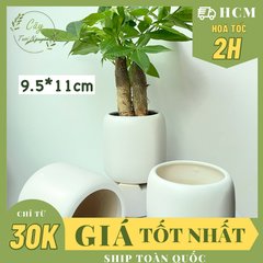 CHẬU TRÁNG MEN BO TRÒN MIỆNG 9.5*11CM, (1 chậu),chậu trồng cây, trang trí nội thất, Cây Tươi Nguyên CTN1497