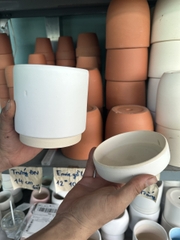 CHẬU TRỤ TRẮNG CÓ ĐĨA KÈM THEO (12*12cm) (1 chậu), tráng men, chậu cây trong nhà, trang trí decocr nhà đẹp Cây Tươi Nguyên CTN1546