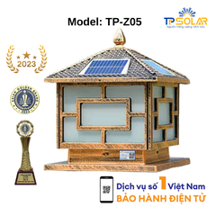 [30x28x34cm] Đèn Trụ Cổng Năng Lượng Mặt Trời TP Solar TPZ-05 Hình Ngôi Nhà Mái Chóp