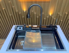 Chậu rửa bát nhiệt độ kèm vòi thác hiển thị nhiệt độ inox 304