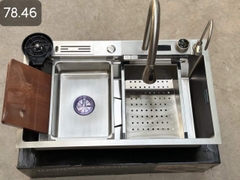 Chậu rửa bát nhiệt độ kèm vòi thác hiển thị nhiệt độ inox 304