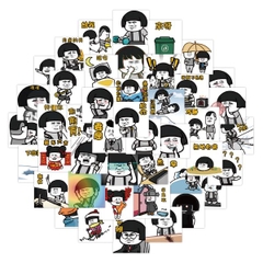 60 miếng dán meme CHÚ BÉ ĐẦU NẤM - Hình dán siêu xịn