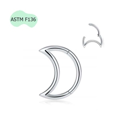 Khuyên Daith hình mặt trăng Titanium - Silver