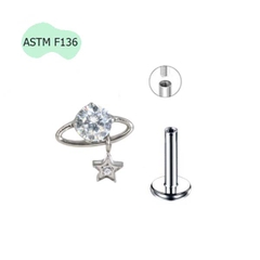 Khuyên tai Titanium hình vũ trụ - 1.2*8mm