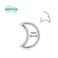 Khuyên Daith hình mặt trăng Titanium - Silver