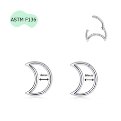 Khuyên Daith hình mặt trăng Titanium - Silver