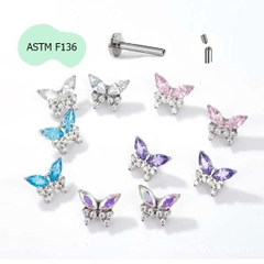 Bông tai Titan hình con bướm - 1.2*10mm - Có 5 màu