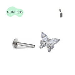 Bông tai Titan hình con bướm - 1.2*10mm - Có 5 màu