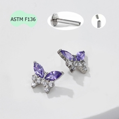 Bông tai Titan hình con bướm - 1.2*10mm - Có 5 màu