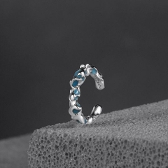 Khuyên tai kẹp đá xanh Unisex - Chất liệu hợp kim - 10mm