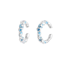 Khuyên tai kẹp đá xanh Unisex - Chất liệu hợp kim - 10mm