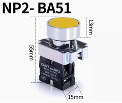 Nút nhấn nhả màu Vàng không đèn NP2 - BA51 chính hãng CHINT