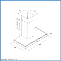 Máy Hút Mùi Áp Tường Malloca Skylight F-213