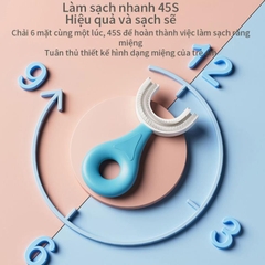 Bàn chải cho bé tập đánh răng chữ U, chất liệu Silicone dành cho bé từ 2-12 tuổi