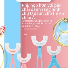 Bàn chải cho bé tập đánh răng chữ U, chất liệu Silicone dành cho bé từ 2-12 tuổi