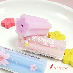 Combo 3 thỏi gôm tẩy bút chì hoa Anh Đào (tặng 4 viên tẩy hoa anh đào nhỏ)
