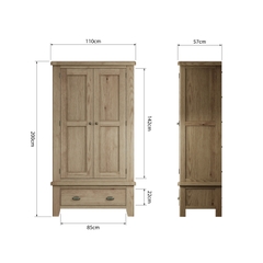 Tủ Quần Áo Gỗ Sồi HO-2DR (2 Door wardrobe)