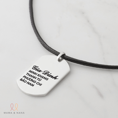 Dây Da Mặt Bạc Dog Tag Khắc Tên Gia Đình Cho Chồng - Daddy's Love