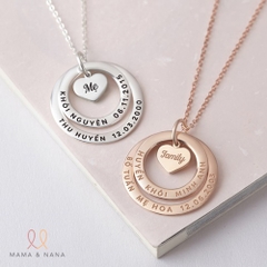 Vòng Cổ Khắc Tên Mẹ Và Các Con (1-2 Vòng) Với Charm Tim - Forever Family