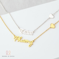 Dây Chuyền Bạc Khắc Tên Với Charm Tim Đính Dây - Say My Name