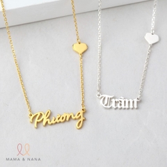 Dây Chuyền Bạc Khắc Tên Với Charm Tim Đính Dây - Say My Name