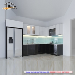 Tủ Bếp Inox Cánh Kính Home 3D