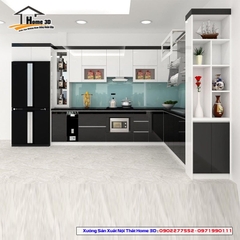 Tủ bếp inox cánh gỗ công nghiệp Home 3D