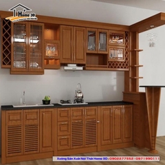 Tủ bếp inox cánh gỗ Tự Nhiên Home 3D