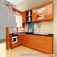 Tủ bếp inox cánh gỗ Tự Nhiên Home 3D