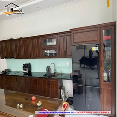 Tủ Bếp Nhôm Nội Thất Vân Ngỗ Trắc H3DN03