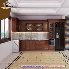 Tủ Bếp Nhôm Nội Thất Vân Ngỗ Trắc H3DN01