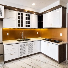 Tủ bếp gỗ công nghiệp cánh phủ sơn công
