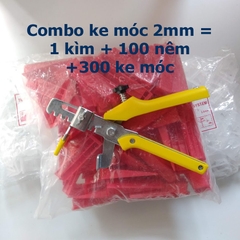 Combo bộ dụng cụ ke ốp lát gạch men: Kìm siết + 100 nêm + 300 ke móc