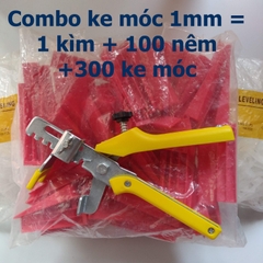 Combo bộ dụng cụ ke ốp lát gạch men: Kìm siết + 100 nêm + 300 ke móc